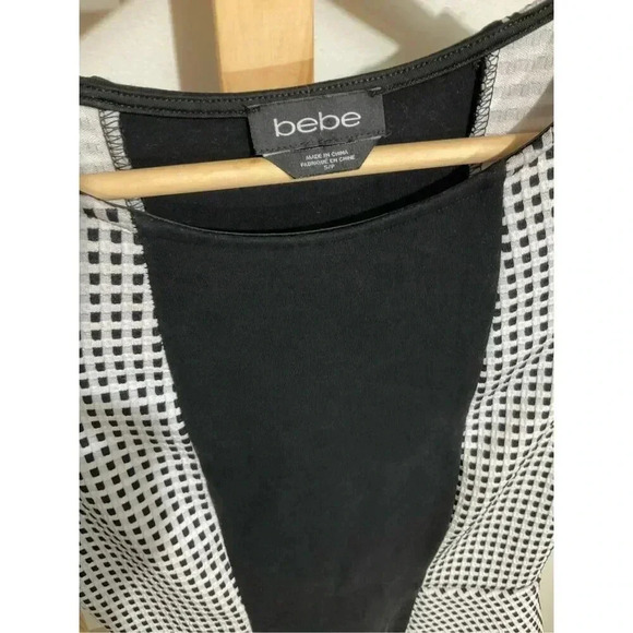 Bebe Black and white grid box peplum shirt size small - Picture 3 of 10